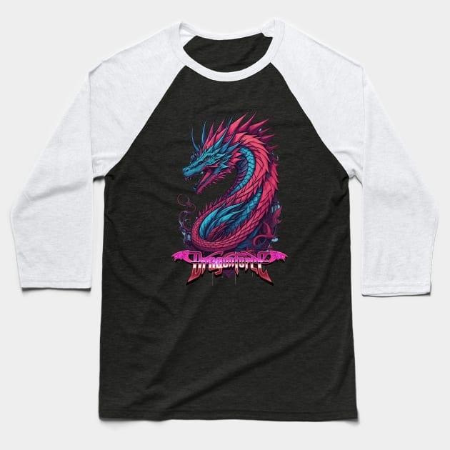 DragonForce neon wave art Baseball T-Shirt by DeathAnarchy